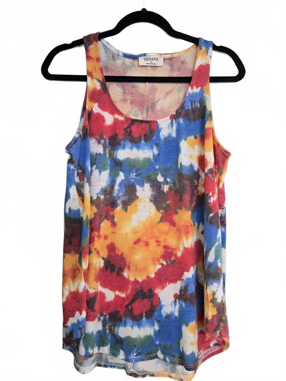 Zenana Women's Multicolor Tie-Dye Tank Top Size L